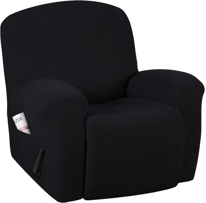 CoverFlex stretch recliner slipcover in a neutral taupe, ideal for various home decor styles, easy to clean