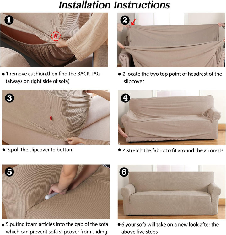 Two-piece stretch recliner slipcover, CoverFlex sofa protector in beige, easy care living room decor
