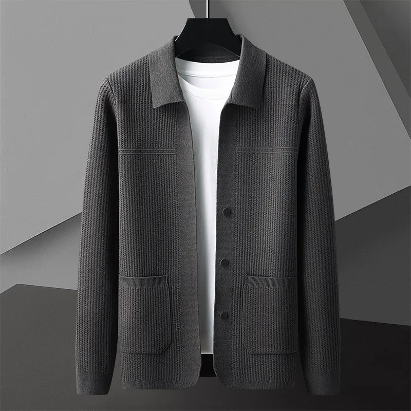Black structured men's casual jacket. Versatile button-front outerwear, perfect for smart everyday layering.