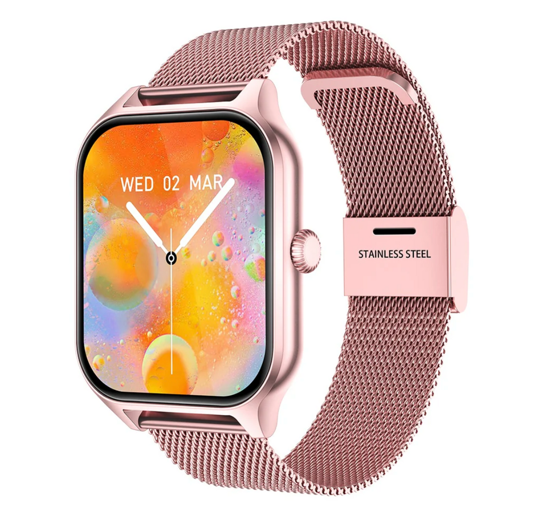 Side profile of StyleTrack digital smartwatch, highlighting its sleek design and sensors.
