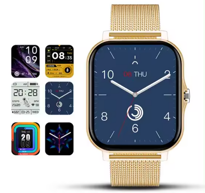 StyleTrack health monitor smartwatch, measuring heart rate on a wrist.