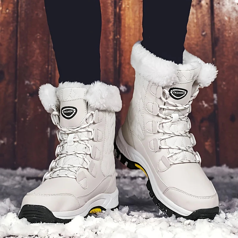 Stylish Aurora women's mid-calf winter snow boots. Cozy and warm for cold weather comfort.