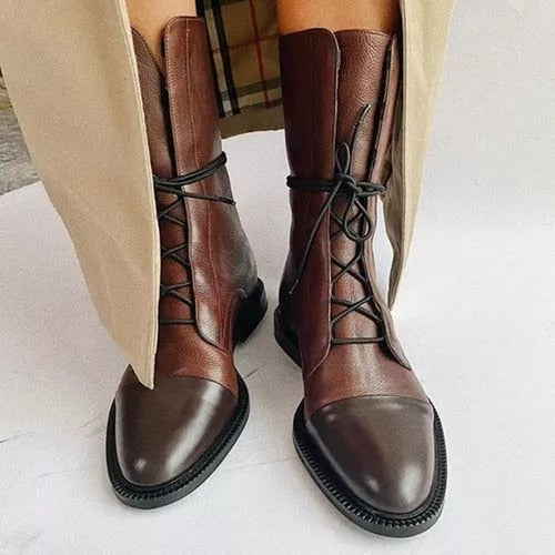 Women's stylish high lace-up boots, Liana, in brown, perfect fashion footwear for versatile comfort.