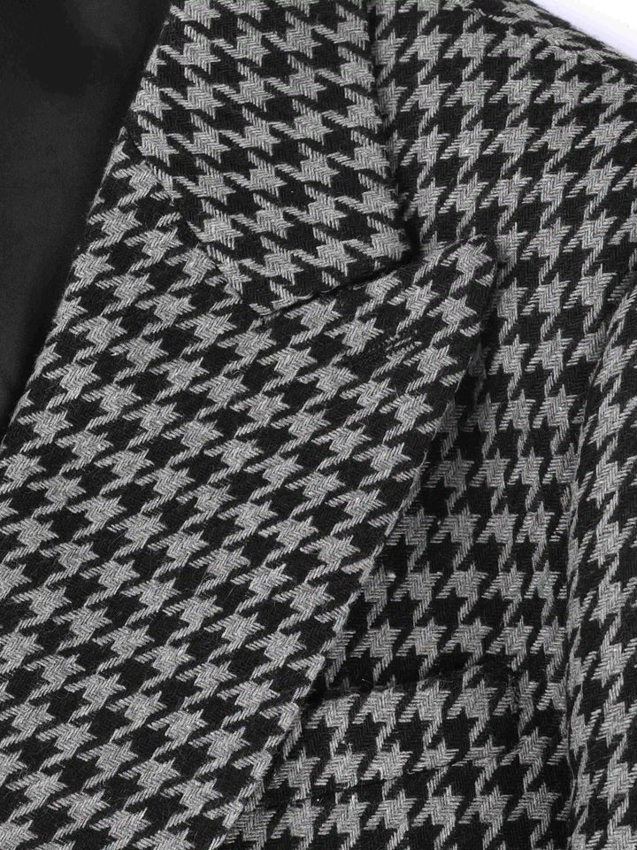 Versatile men's fashion checked blazer for smart casual, business, or formal events. Black & white.