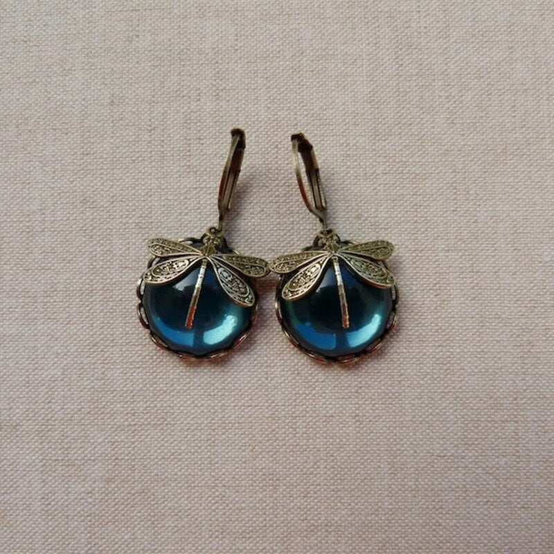 Amarae stylish crystal antique gold drop earrings, elegant jewelry for women & special occasions.