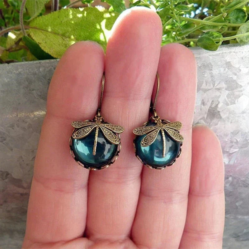 Beautiful women's crystal & antique gold drop earrings, a stylish fashion accessory & gift for her.
