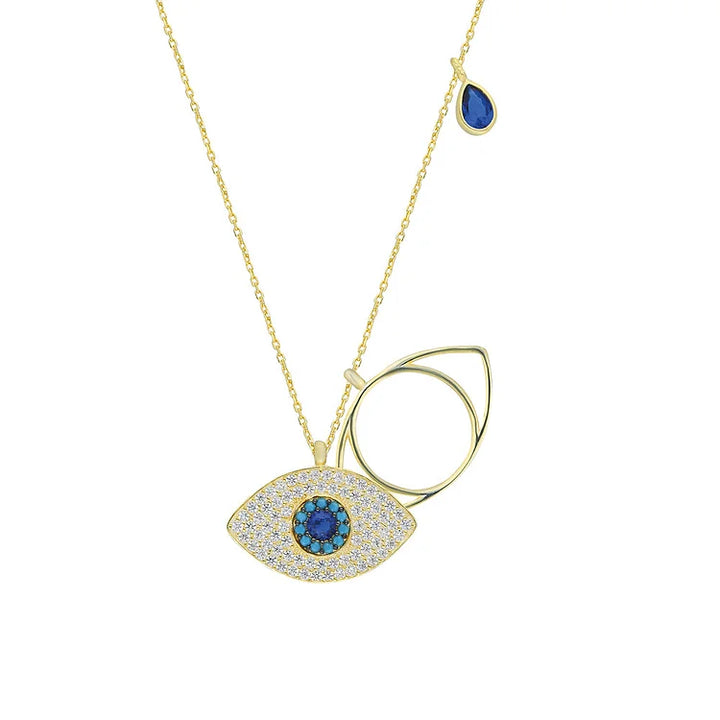 Elegant silver women's Evil Eye necklace, chic protection jewelry & spiritual amulet for modern style.