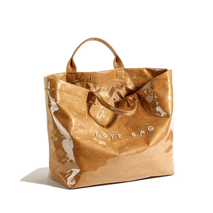 Chic high-gloss women's tote, a stylish and durable everyday handbag for daily wear.