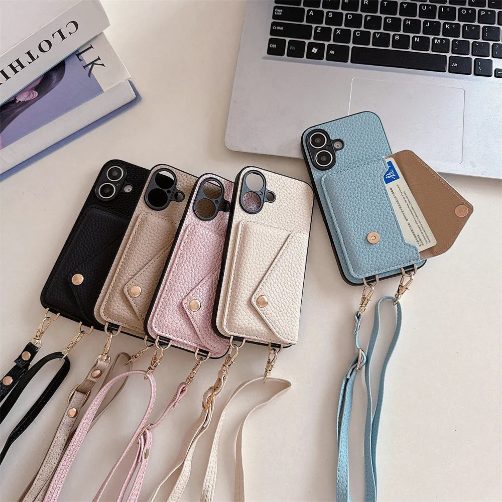 Functional iPhone lanyard wallet case, designed for easy access to cards and a secure, comfortable carry.