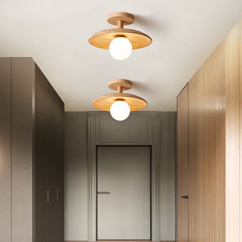 Modern Japanese wooden ceiling lamp, natural and minimalist lighting for tranquil spaces.