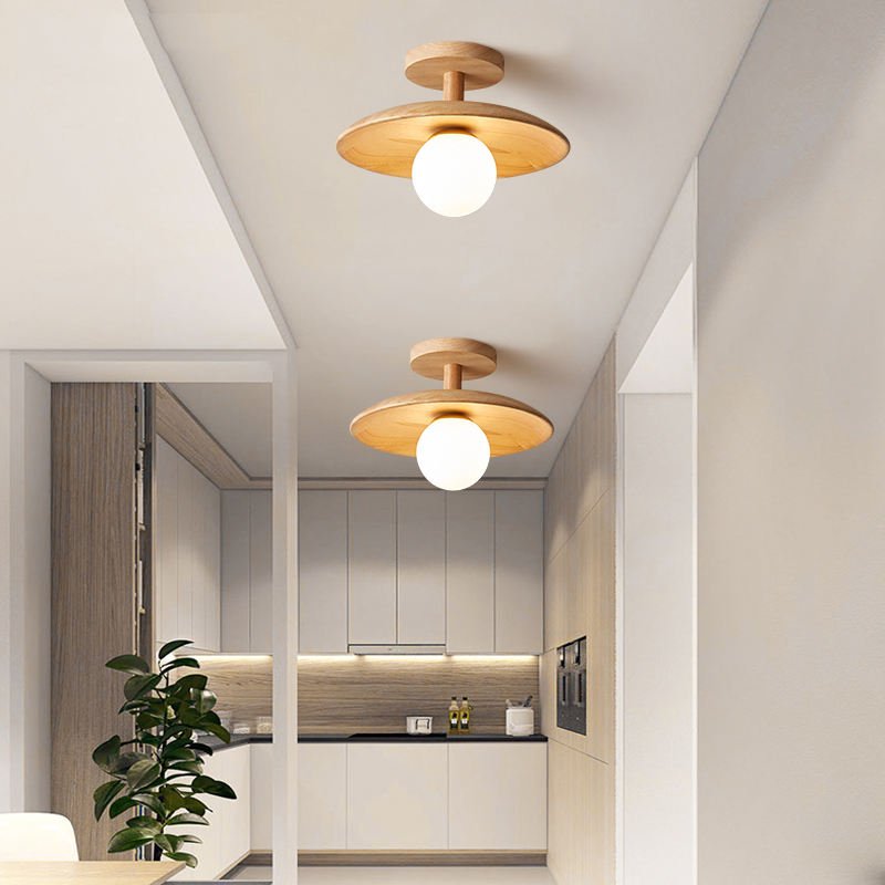 Zen-inspired wooden light fixture, a minimalist Japanese ceiling lamp for contemporary homes.