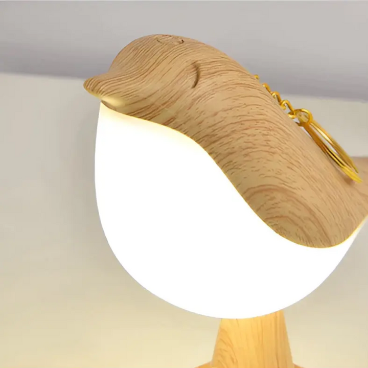 Rechargeable LED bird lamp featuring touch control, adjustable brightness & integrated aromatherapy.
