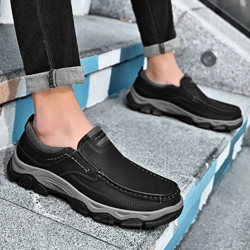 Durable men's orthopedic shoes with supportive design, great for extended wear and comfort.