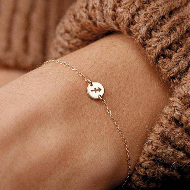 Women's Lyra Zodiac bracelet, sterling silver with gold plating, minimalist horoscope jewelry