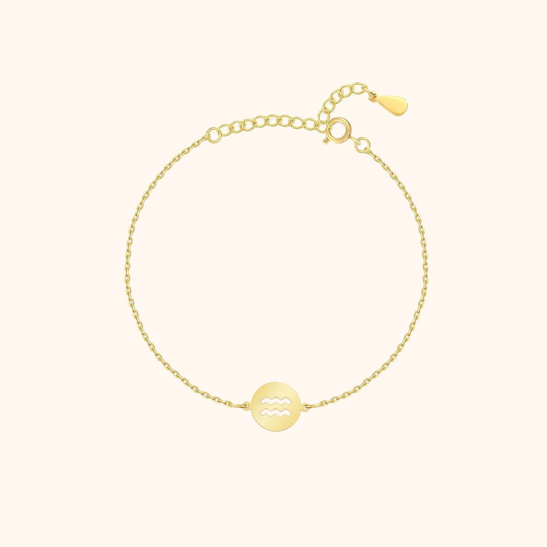 Adjustable gold plated sterling silver Lyra Zodiac bracelet for women, subtle astrology gift
