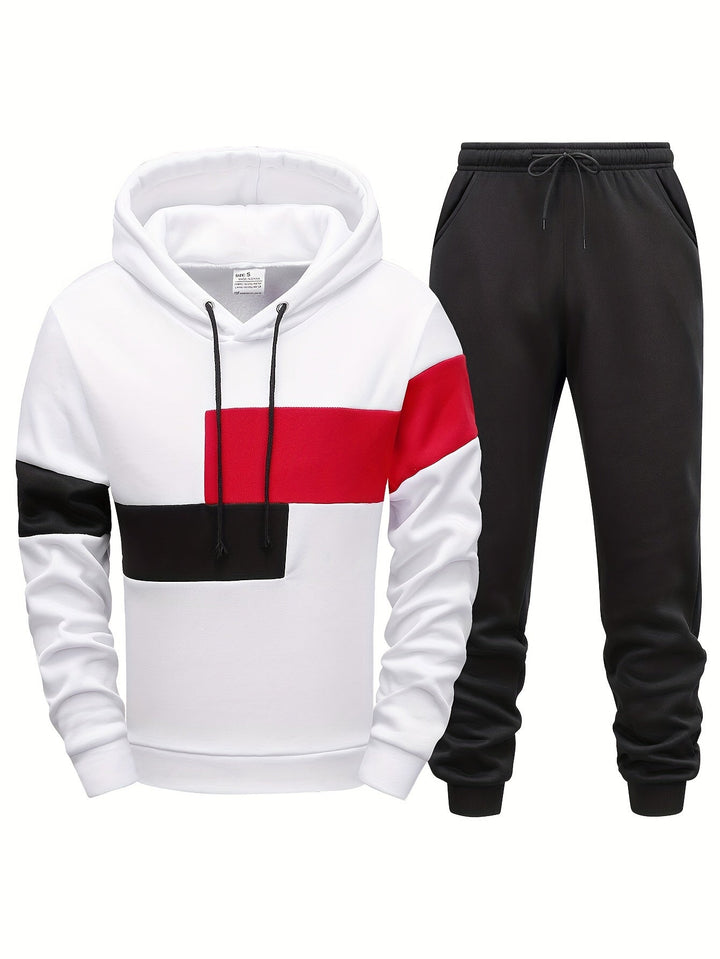 Stylish men's 2-piece tracksuit set with hoodie and joggers for comfort and sport. Perfect casual wear.