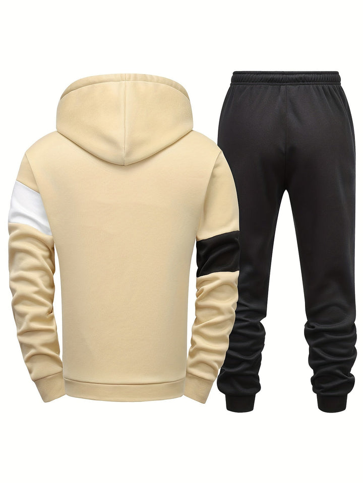 Men's stylish color block 2-piece loungewear tracksuit, offering ultimate comfort and modern design.