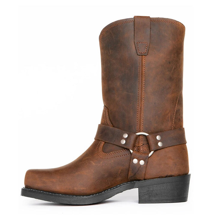 Stylish men's brown cowboy boots, classic Western design for all-day comfort & durability.