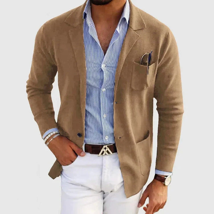 Lorenzo men's stylish blazer. Casual jacket with button pockets & notch lapel. Versatile men's outerwear.