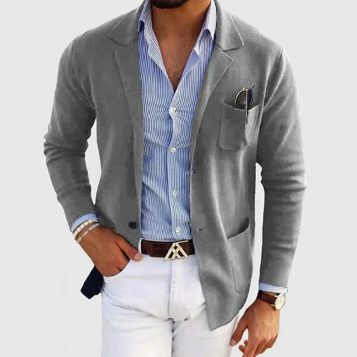 Men's smart casual blazer. Featuring button pockets & elegant notch lapel for versatile everyday wear.