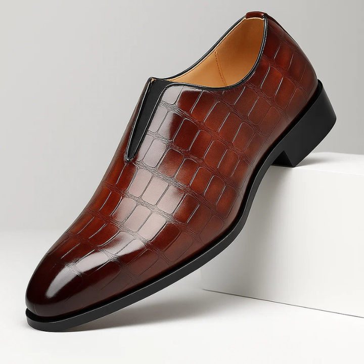 Stylish men's croc-embossed comfort loafers, perfect slip-on dress shoes for formal & casual fashion.