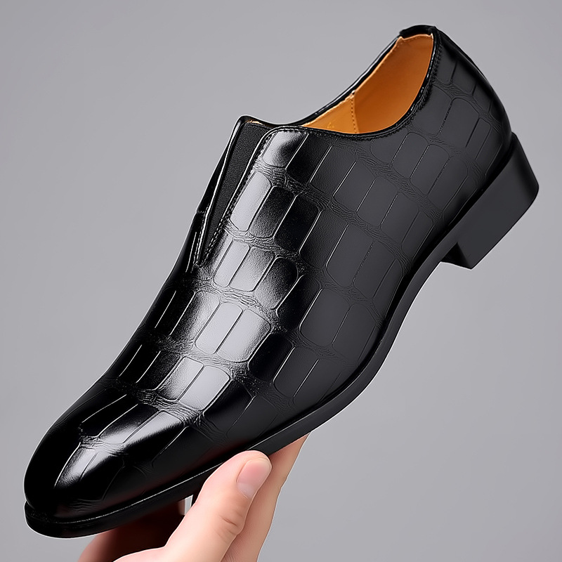 Everyday men's comfort loafers: croc-embossed, stylish, and easy slip-on dress shoes for any occasion.