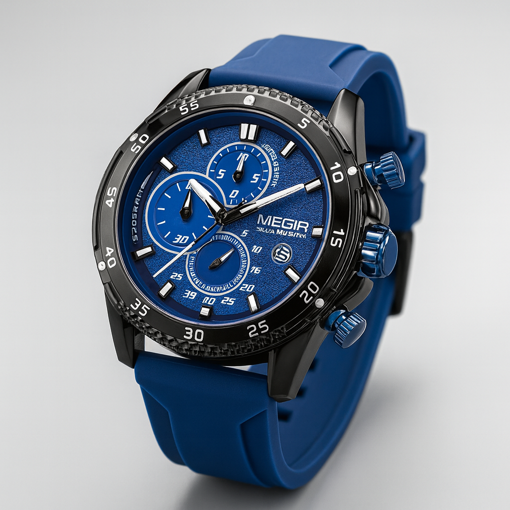 Stylish men's precision chronograph watch with Swiss quartz movement, ideal for sport & everyday wear.