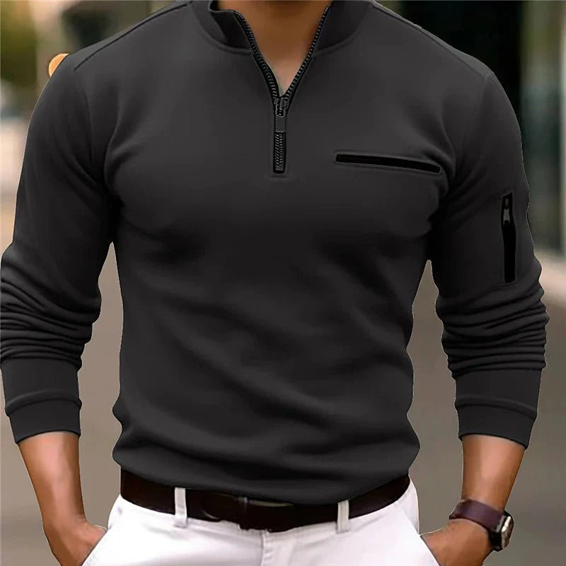 Lorenzo men's quarter-zip sweater. Comfortable, long-sleeve pullover for versatile men's fashion.