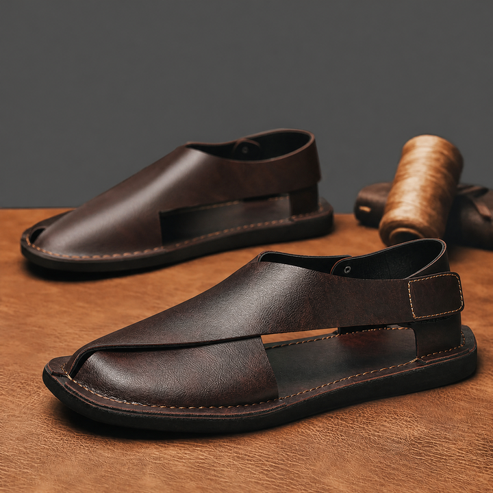 Breathable men's open-toe beach sandals, ideal for vacation and warm weather casual walking.