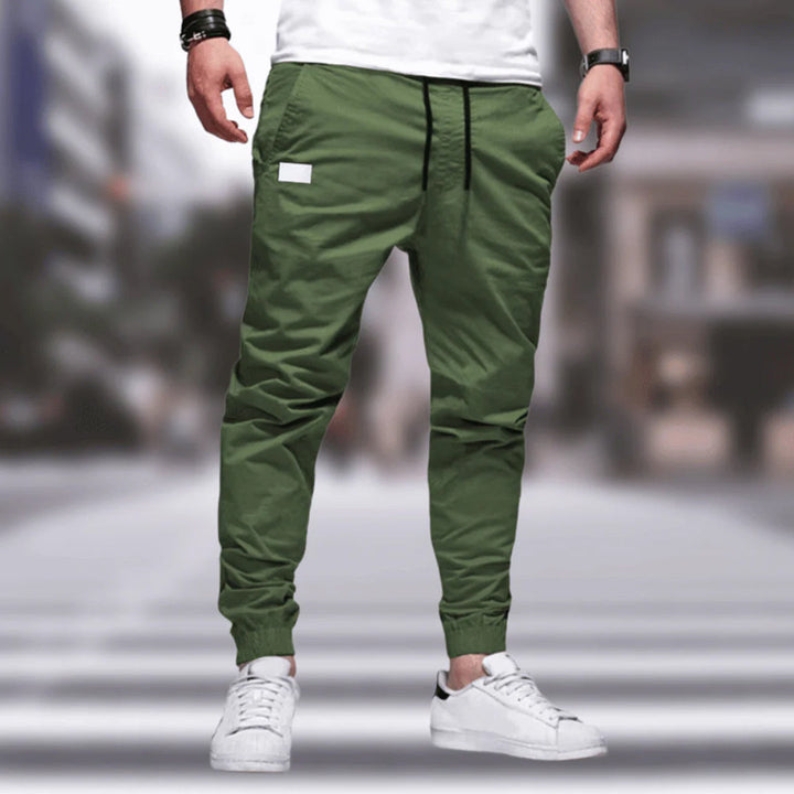 Fashionable men's cargo trousers for outdoor adventures or comfortable everyday utility & streetwear style.
