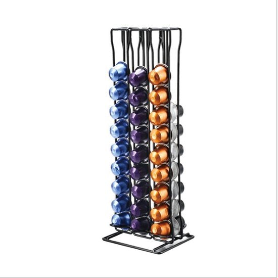 BrewKeeper modern countertop coffee capsule organizer. Space-saving design for stylish kitchen storage.