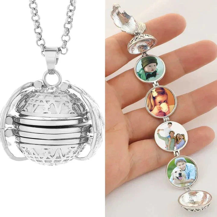 Stylish multi-layer photo locket necklace, perfect for cherishing memories.