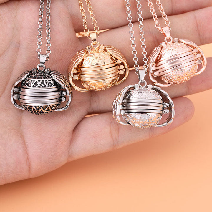 Unique layered locket necklace, an adjustable piece of memory jewelry for women.