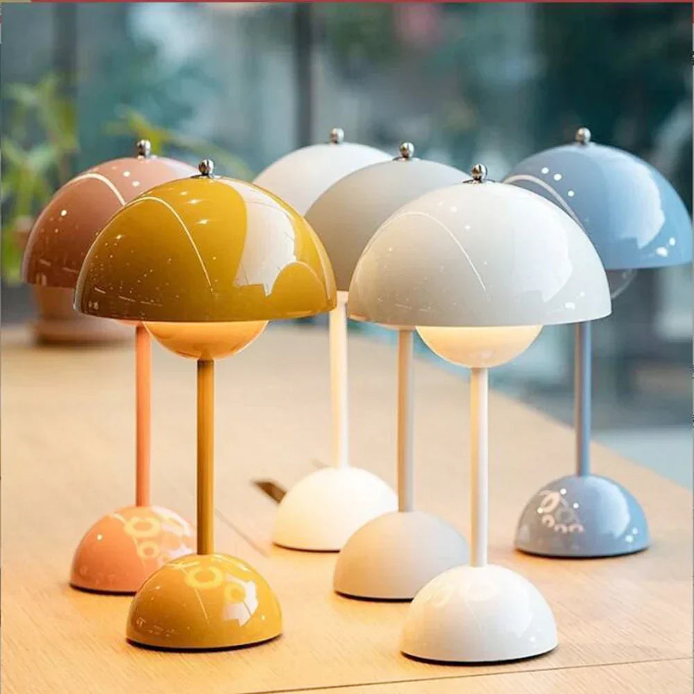 Stylish USB LED mushroom lamp, MushLuxe. Modern contemporary lighting, ideal as a decorative ambient light for home.
