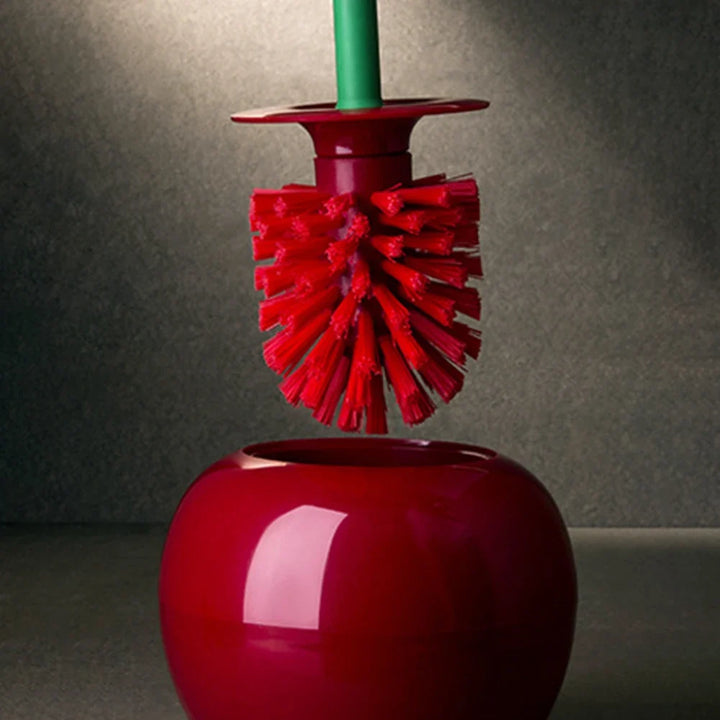Decorative & functional red cherry bomb toilet brush. An essential household cleaning tool for sparkling clean bathrooms.