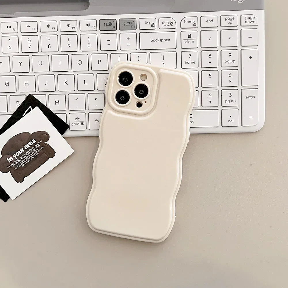 Durable shockproof iPhone case for women, featuring a stylish ripple texture and slim, protective fit.