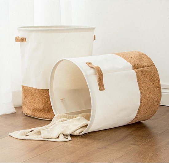 Stylish round cotton linen storage basket for laundry, toys, or home decor. Eco-friendly & versatile organizer.