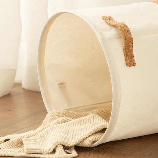 Large cotton linen laundry hamper. Eco-friendly & sustainable storage basket for dirty clothes or towels.