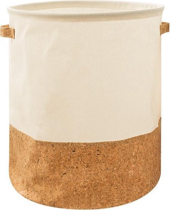 Chic cotton linen toy organizer basket. Perfect round storage for kids' toys, blankets, or nursery decor.