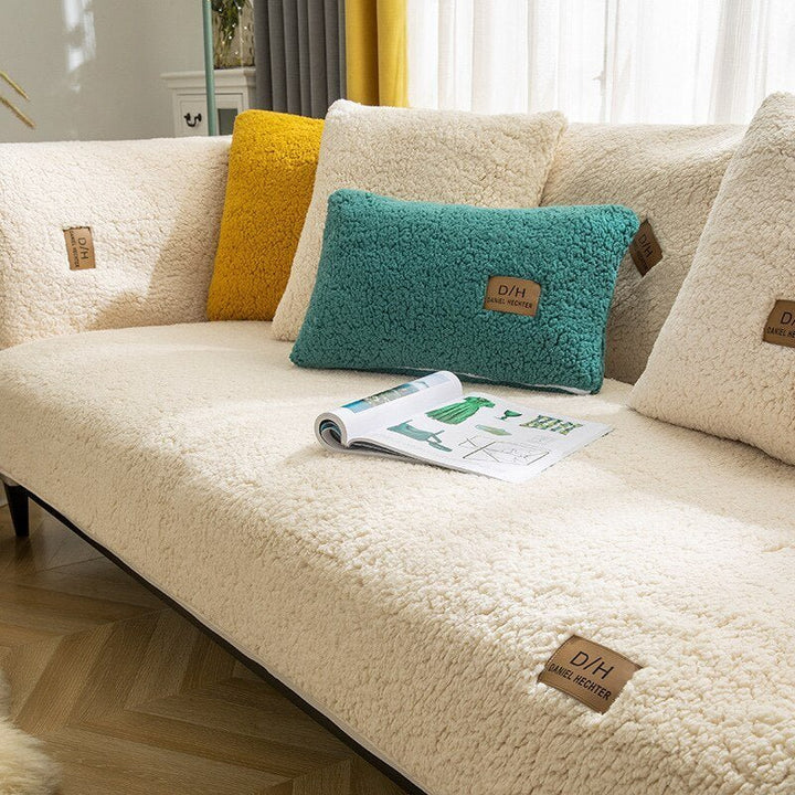 Stylish SofaRevive universal stretch sofa cover, refreshes & protects your living room furniture decor.