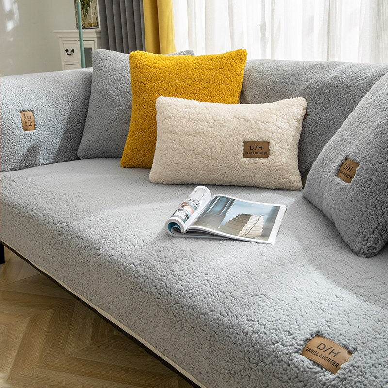 Modern stretch slipcover for couches. SofaRevive furniture cover enhances living room decor & protects your sofa.
