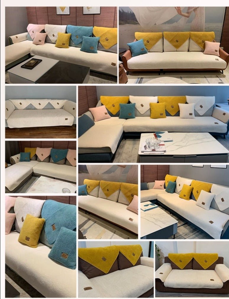 Universal stretch couch protector: SofaRevive slipcover. Easy-care & machine washable, refreshes living room decor.