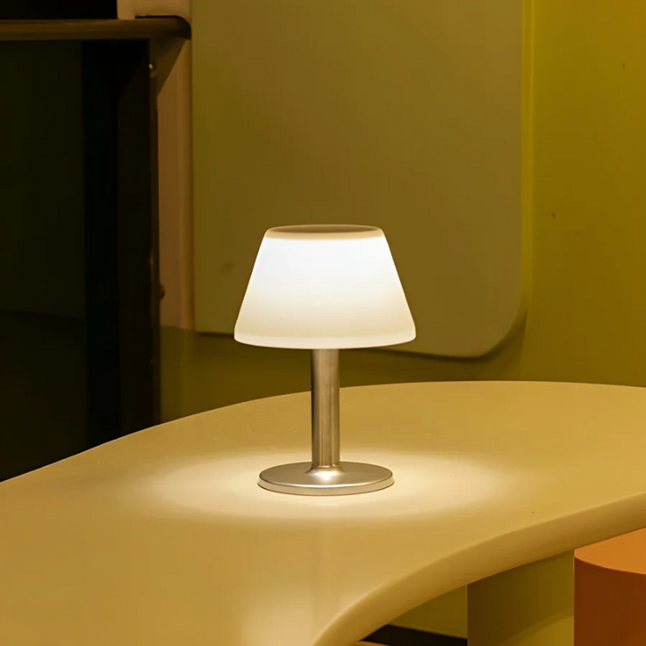 Weather-resistant SolarLuxe solar table lamp for sustainable outdoor lighting. Stylish garden & patio decor.