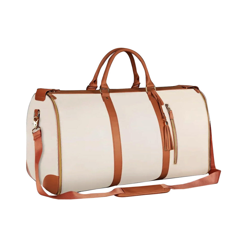 Collapsible patchwork duffel bag for men & women. Ideal travel bag, gym bag, or overnight carry-on for weekend trips.