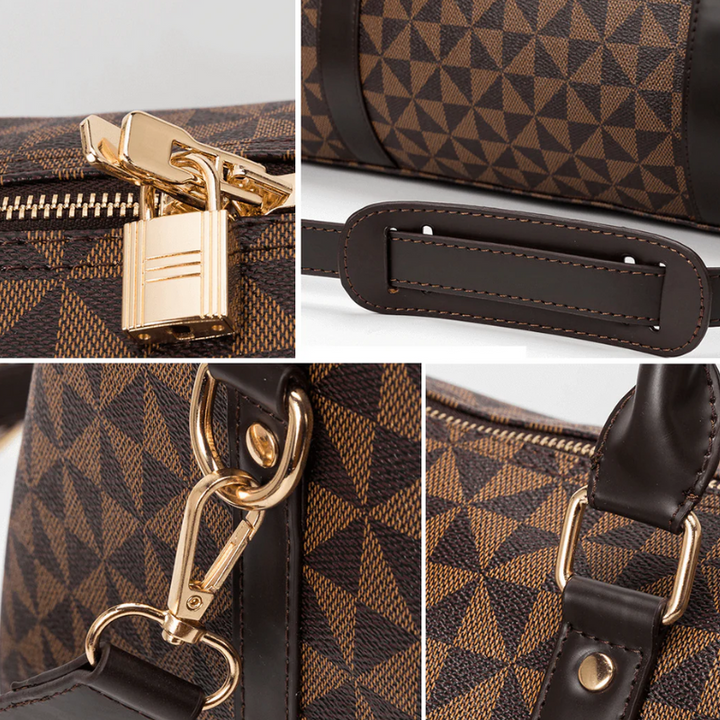 High-quality unisex travel duffle bag, designed for durability and style, suitable for carry-on and gym.