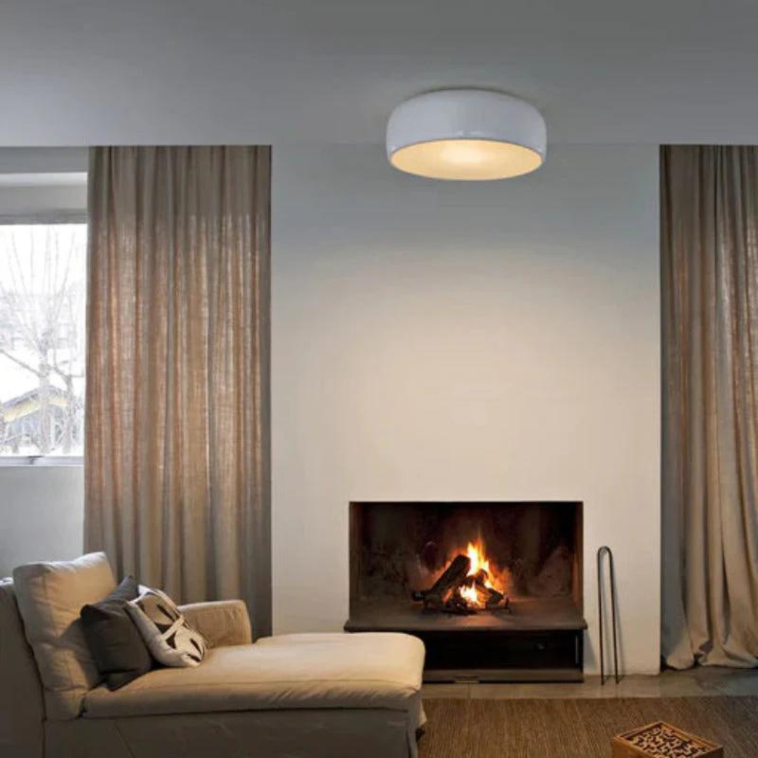 LumiVintage metal & acrylic LED ceiling light. Perfect dimmable retro lighting for living room, bedroom, kitchen.