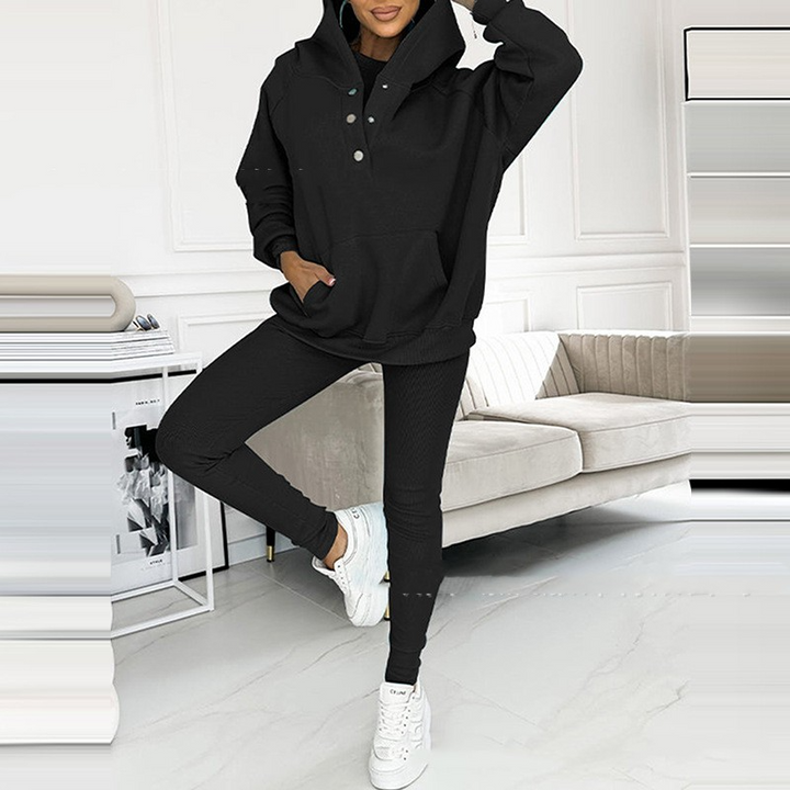 Complete women's 3-piece stylish lounge set for comfortable wear. Perfect trendy casual apparel.