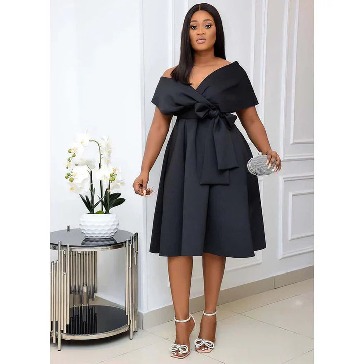 Elegant women's A-line mini dress with short sleeves, great for office, party, or everyday stylish wear.