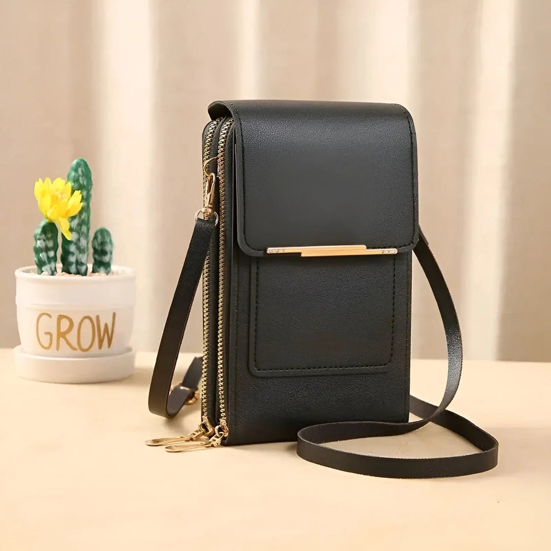 Classic brown anti-theft leather shoulder bag for women with RFID, secure & versatile.