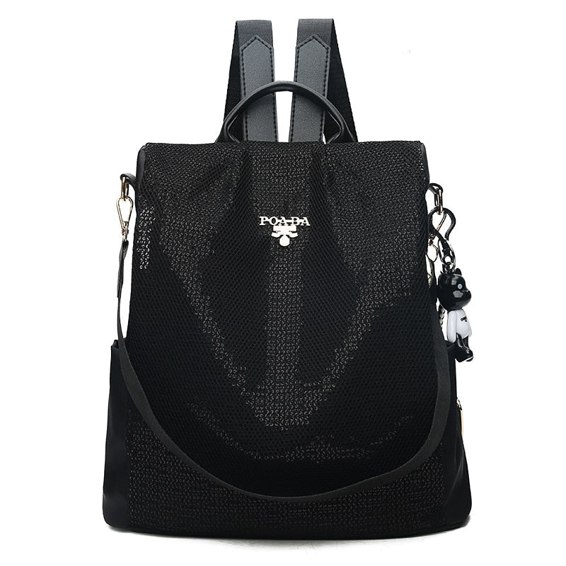Anti-theft water-resistant oxford backpack for women with multiple pockets, perfect for travel.